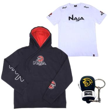 Imagem de Kit Moletom Casual e Camiseta Naja + Chaveiro Luva de Boxe Pretorian-Unissex