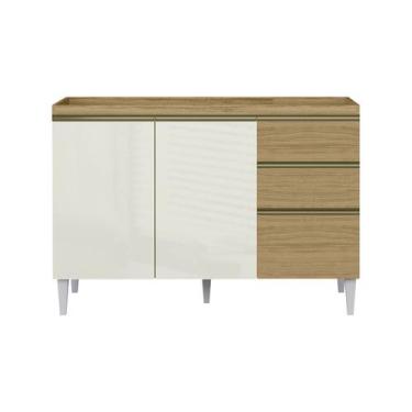 Imagem de Balcão Para Pia Sem Tampo 03 Portas 02 Gavetas Atacama Off White Clara