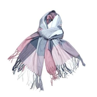 Imagem de Cachecol Lenço Echarpe Xadrez Quadriculado Feminina Inverno - D Presen