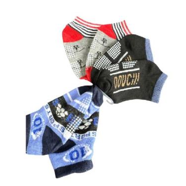 Imagem de Meia Infantil 12 pares Antiderrapante p/ Meninos 2 a 4 anos - Genérica