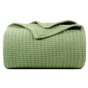 Imagem de Cobertores para cama e casa 100% algodão leve e respirável para todas as estações – Macio e aconchegante, Sea Green, King - 90*108