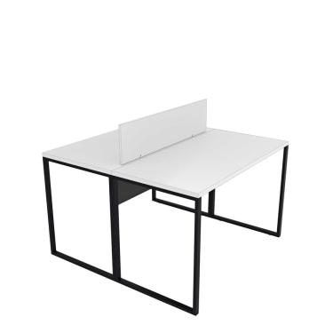 Imagem de Escrivaninha para Escritório 2 Lugares Industrial Branco