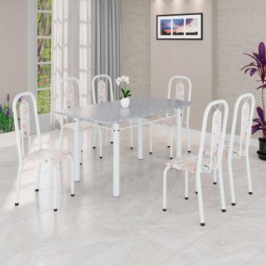 Imagem de Conjunto Sala de Jantar com 6 Cadeiras Lívia Bege / Branco
