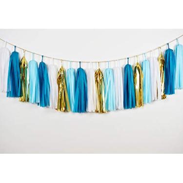 Imagem de Generic Hellensp 20 Peças De Borlas Tecido Azul, Guirlanda Para Decoração Mesa, Faixa Festa Aniversário, Chá Bebê, Casamento, Kits Faça Você Mesmo