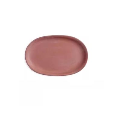 Imagem de Prato de Flores Prato elíptico para plantas de argila e areia roxa, bandejas de gotejamento para jardinagem doméstica de 5,9 polegadas Vaso(Red)