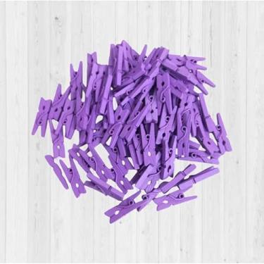 Imagem de Mini pregador Mini prendedor De Madeira 2,5cm pacote Varal De Foto Mural Memory(ROXO,400)