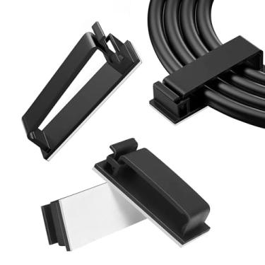 Imagem de Suporte de clipes de cabo adesivo, clipes de luz ao ar livre, clipes de fio de cabo preto, grampo de fio de acabamento de parede de nylon resistente para casa, carro, escritório gerenciamento de fios