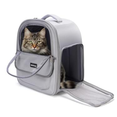 Imagem de Mochila para gatos, mochila espaçosa respirável para gatos, bolsa de transporte de gatos com tapete removível de três aberturas, mochila para animais de estimação de até 7 kg, perfeita para gatos
