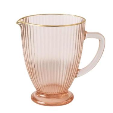 Imagem de Jarra de Vidro Cameratta Borda Dourada Coloridas 1.349ml - Gamma, Rosa