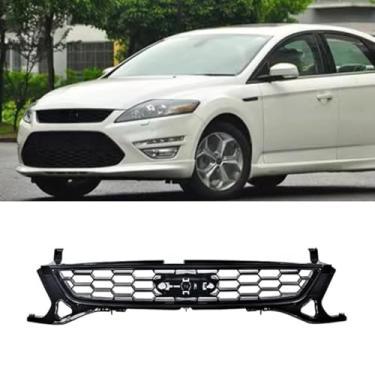 Imagem de Grade de para-choque para Mondeo 2011-2013 Kit de carroceria de grade de corrida de para-choque dianteiro de plástico ABS acessórios para carro (superior)