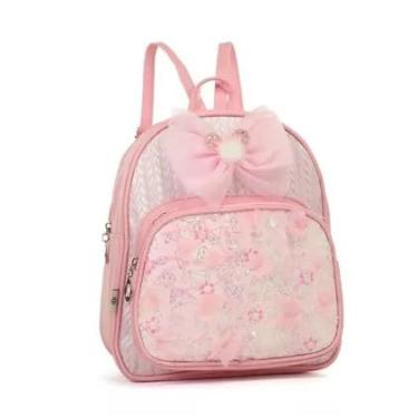 Imagem de Mochila Bolsa Infantil Menina De laço Couro Sintético Rosa