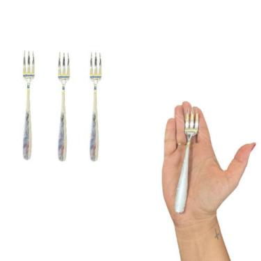 Imagem de Kit 48 Mini Garfo sobremesa 15cm Prata Descartável Plástico - Genérica