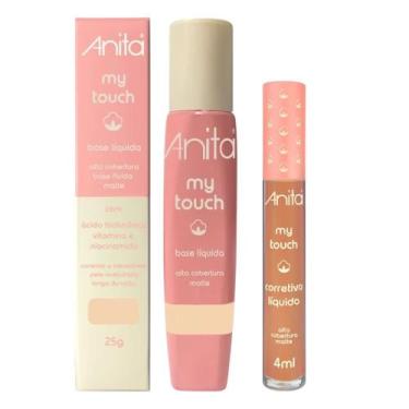 Imagem de Kit Base Líquida My Touchy Cor 01 25g + Corretivo Salmão 4ml Anita