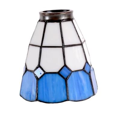 Imagem de WeiLaiKeQi Luminária de teto em vidro colorido para soquetes E27, abajur estilo retrô com 5 pol. de diâmetro, para casamento e café, Branco Azul