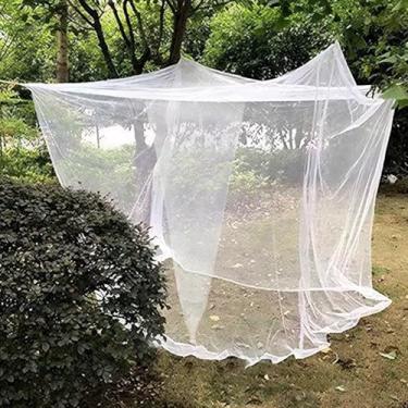 Imagem de Mosquiteiro para acampamento ao ar livre, rede de insetos de malha branca de tamanho grande com bolsa de armazenamento para acampamento, piquenique, viagens ao ar livre (abertura única 299 x 299 x 196