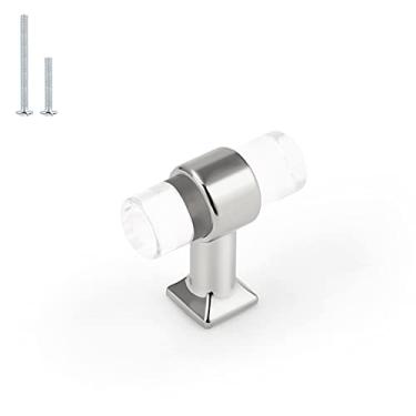 Imagem de Orger Puxadores de acrílico para gabinete, pacote com 15 puxadores de gaveta com orifício único, puxadores de acrílico transparente para utensílios de cozinha, puxador moderno de cristal em T Bar