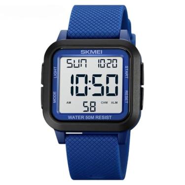 Imagem de Relógio esportivo masculino militar eletrônico à prova d'água com display LED digital relógio de pulso masculino (blue white)