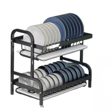 Imagem de Escorredor De Louças Andar Aço Inoxidável Organizador Moderno Com Porta Talher e Bandeja