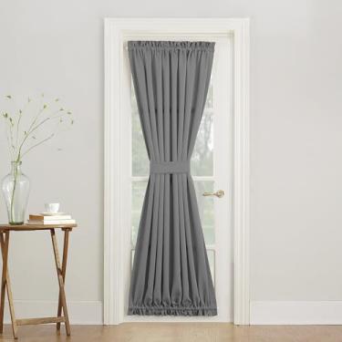 Imagem de Sun Zero Barrow Energy Efficient Rod Pocket Door Curtain Panel, 137 x 182 cm, Cinza