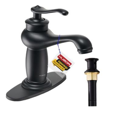 Imagem de KUZOR Torneiras de banheiro de latão vintage, instalação de 5 minutos, torneira de pia de furo único antiga fácil de manusear - para banheiro/penteadeira/trailer - altura da torneira de 16,69 cm, peso