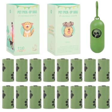 Imagem de Lemical Sacos de lixo para cães com dispensador, 24 x 33 em rolos de sacos de cocô extra grossos e fortes, perfumados 240 unidades (16 rolos), sacos de lixo ecológicos à prova de vazamento para cães e