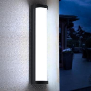 Imagem de Sytmhoe Luminária De Parede Externa Moderna Led 23,6 Pol. Com Regulagem 6000 K, 10% A 100% Para Varanda E Pátio, Alumínio Preto Luzes Duplas Pc Adequadas Garagem, Sala Estar, Pátio Casa (6000 K)