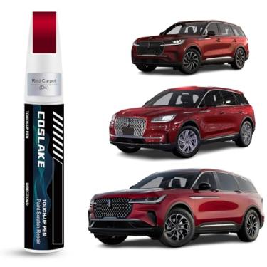 Imagem de COSLAKE Tinta de retoque de carro (tapete vermelho (D4)) para LINCOLN, kit de reparo de arranhões de tinta de carro, solução rápida e fácil de reparar, caneta removedor de arranhões 2 em 1 com 2