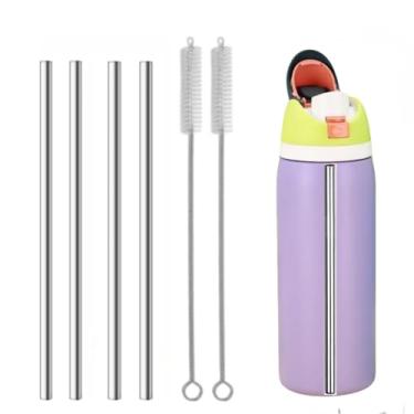 Imagem de Canudo de substituição para garrafa de água Owala 680 g 947 ml, canudo de metal com escova de limpeza compatível com Owala FreeSip 680 g/947 ml, acessórios de canudo de aço inoxidável para garrafa de