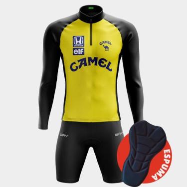Imagem de Conjunto de Ciclismo Masculino Bermuda Forro Espuma Bolsos Laterais e 
