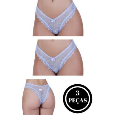 Imagem de Kit 3 Calcinha de Renda Tanga Elástico Lingerie Confortável - c3 KIT 3
