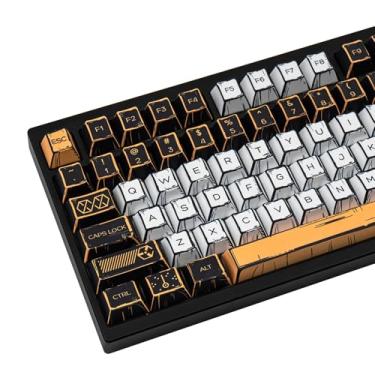 Imagem de GEKUCAP Teclas de mangá preto e branco, teclas PBT estilo anime de 150 teclas, conjunto de teclas de perfil cereja com sublimação de tinta para teclado mecânico Cherry Gateron MX Switchs