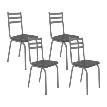 Imagem de Kit Com 04 Cadeiras 118 Preta Corino Preto Artefamol