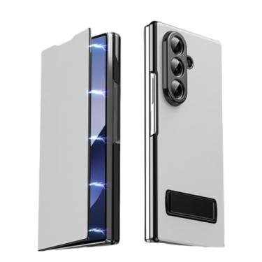 Imagem de Capa para Galaxy Z Fold6 Business Couro Invisível Suporte Suporte Bumper Capa Fina (Para Galaxy Z Fold6/Branco)