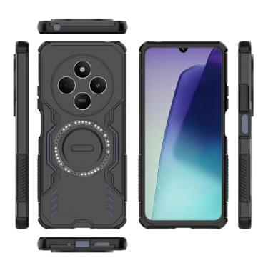 Imagem de Elubugod Capa compatível com Xiaomi Poco C75 4G, compatível com MagSafe, compatível com Xiaomi Redmi A4 / 14C 2411DRN471 / 14R 5G Dissipação Cool Antiqueda Capas de celular pretas