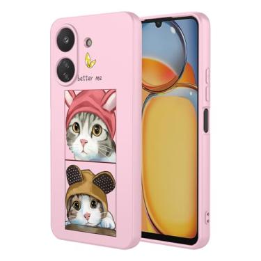 Imagem de WLNYQF Capa para Xiaomi Redmi Note 13C/Poco C65 4G - Capa protetora de gel macio de TPU com estampa de gato líquido no chapéu com proteção para câmera, capa à prova de choque e forro de microfibra