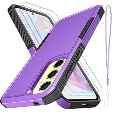 Imagem de YmhxcY Para Galaxy A35/A55 [proteção contra quedas de grau militar de 3,5 metros] [antiderrapante] [2 peças de protetor de tela HD de vidro] Capa resistente à prova de choque para Galaxy A35/A55 16,8