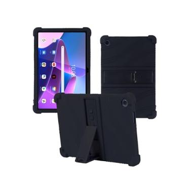 Imagem de Capa para tablet Lenovo Tab M10 Gen 4(TB311FU) 10,1 polegadas, capa protetora de borracha leve à prova de choque, capa protetora de silicone macio ajustável para crianças, preta