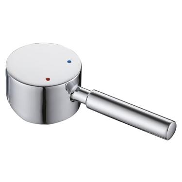 Imagem de Maçaneta de torneira com botão de cor quente e fria para cartucho de 10 x 10 mm - Alça de metal de substituição universal, cromado polido