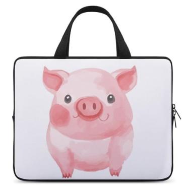 Imagem de Capa para laptop à prova de choque bolsa de transporte de computador adorável rosa porco bolsa para laptop bolsa leve para notebook capa pasta de viagem bolsas com alça para viagem negócios 13