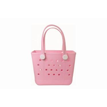 Imagem de Hixulam Pequena bolsa de borracha feminina - linda bolsa esportiva para viagens, dias na piscina, academia e uso diário, design leve e durável, Rosa pêssego, Small, Sacola