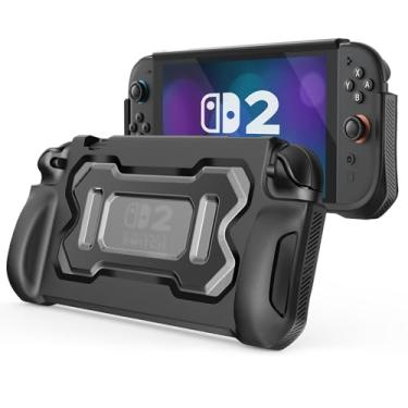 Imagem de MoKo Capa protetora para Nintendo Switch 2 2025, capa de TPU com design ergonômico e à prova de choque compatível com acessórios de console Nintendo Switch 2, preta