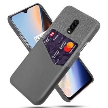 Imagem de Capa para Oneplus 6t,Tela e tampa de couro PU,Antideslizante,360°cobertura completa à prova de choque com 1 slot de cartão atrás,Prevenção de queda-Gray