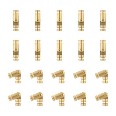 Imagem de HOJLKLD 20 peças de dobradiças ocultas de latão de 4 mm, dobradiças pequenas ocultas de ângulo de abertura de 135 graus para caixa de madeira de porta de armário de joias faça você mesmo, dobradiça