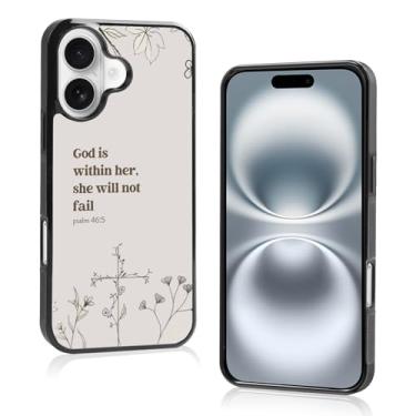 Imagem de Axulimin [God is Within Her She Will Not Fail Psalm] Bíblia cristã feminina preta capa de telefone para iPhone 16 (6,1 polegadas)
