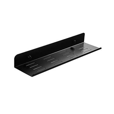 Imagem de Gittcoll Prateleira de alumínio montada na parede, resistente, preta, multifuncional, prateleiras flutuantes de metal com orifícios de drenagem para banheiro, quarto, cozinha, escritório (preto-40 cm)