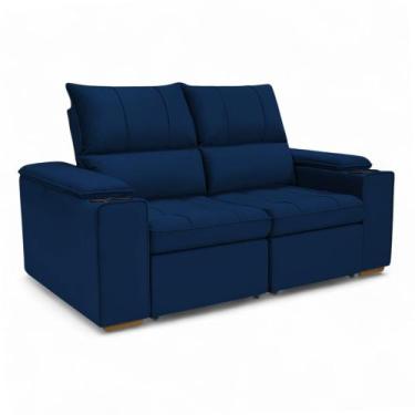 Imagem de Sofá Retrátil Reclinável 2 Lugares 1,90m Boni Veludo Azul Marinho - Lo