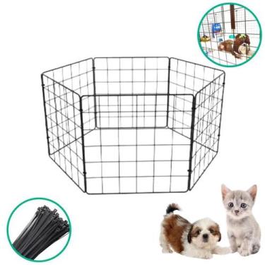 Imagem de Cercadinho Modular Pet 6 Telas 30x30cm Gaiola Coelho Cão Gato Porquinh