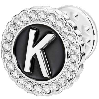 Imagem de HAWSON Alfinetes de lapela com inicial A-Z, alfinetes de gravata personalizados de ouro/prata 18K para ternos, gravatas, chapéus, homens e mulheres, Latão, Sem Pedra Preciosa