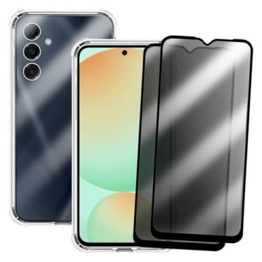 Imagem de Kit 2 Películas Para S24 FE + Capa Capinha Compatível Samsung Galaxy Privacidade Anti Espião Vidro 3d