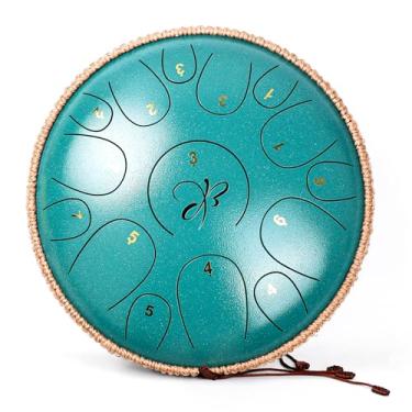 Imagem de Tambor de língua de aço - 30,5 cm com 15 notas, tambor de língua de aço para crianças e adultos, frigideira de aço com marretas de tambor, tambor pendurado com livro de música e bolsa de transporte